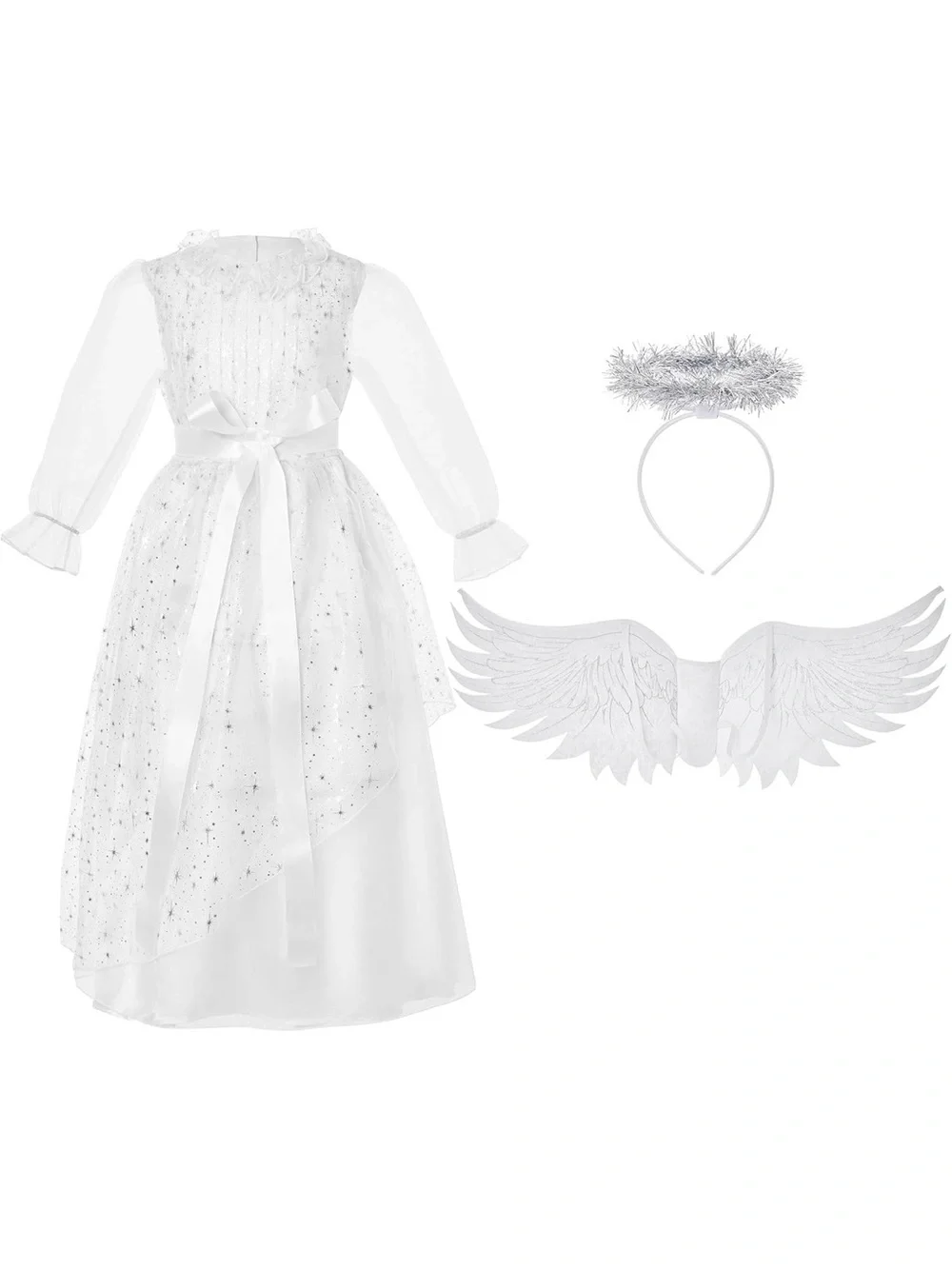 NWT White Angel Costume Dress Small 5-7 years| dress| headband| belt| wings